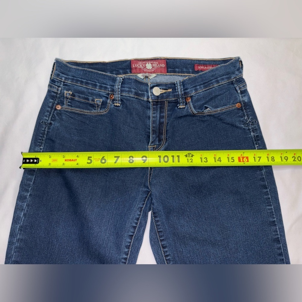 Lucky Brand Size 6/28 Regular Dark Wash Sofia Straight Mid Rise Jeans - Picture 4 of 11